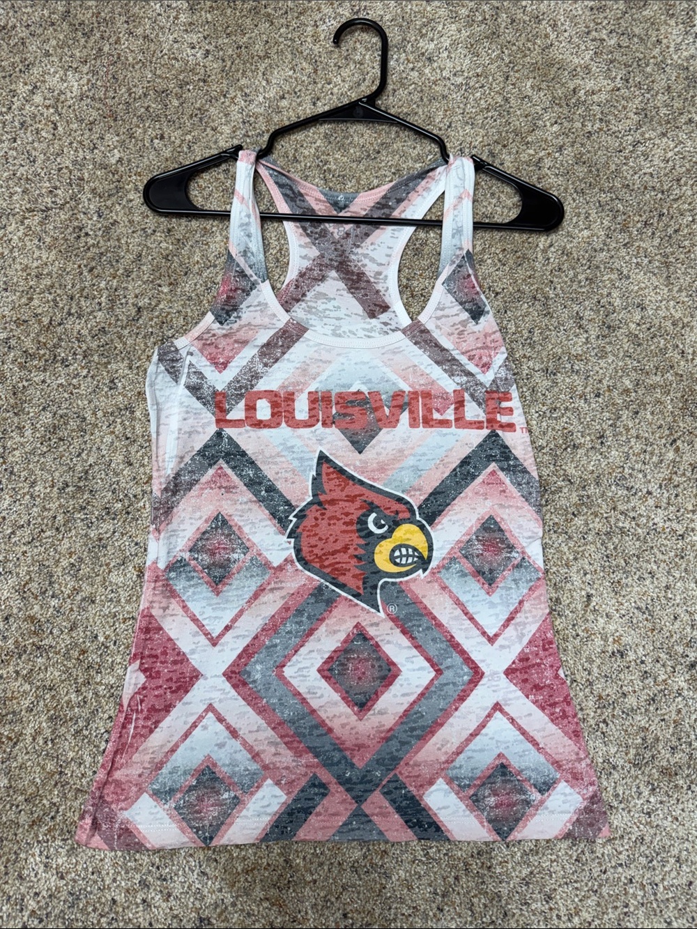 Louisville Cardinals Geometric Racerback Tank - Red & Gray